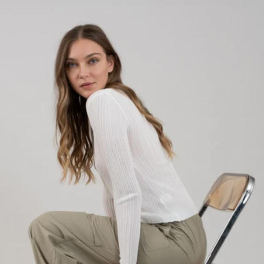 V NECK BUTTON DOWN SHEER KNIT CARDIGAN