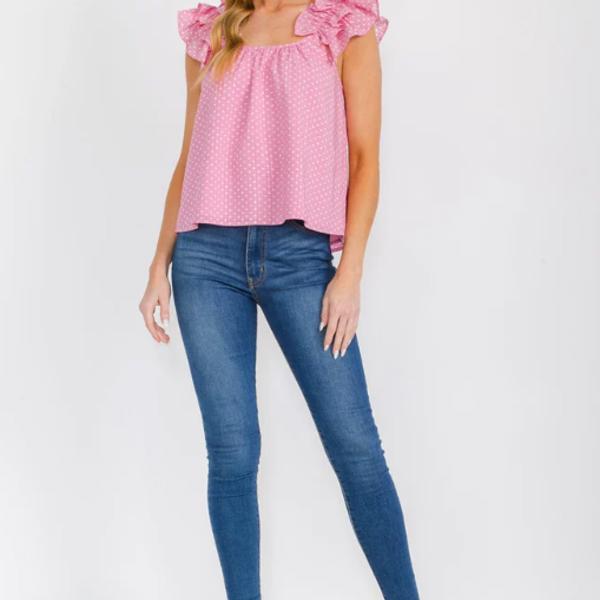 RUFFLE POLKA DOTS TANK TOP