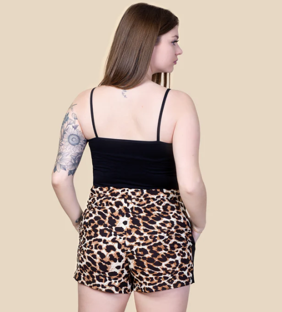 Leopard Drawstring Shorts with Pockets