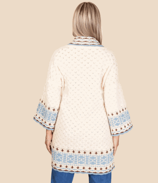 Geometric Print Cardigan - Light Blue
