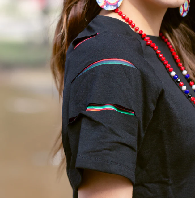 Half Sleeve Top with Serape Cut Sleeves