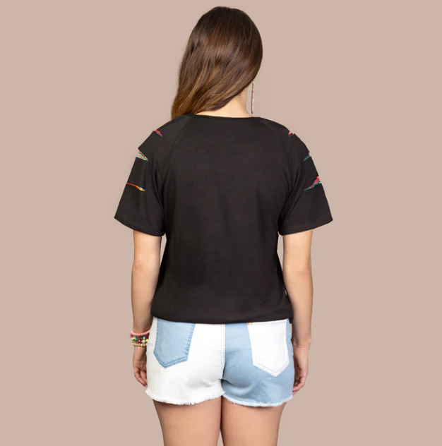 Half Sleeve Top with Serape Cut Sleeves