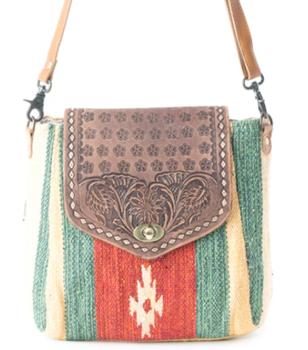 MYRA- Embossed Scarlet Hand-Tooled Bag