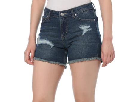 MYRA- Raggedy Denim Shorts showcasing distressed style and edgy design.