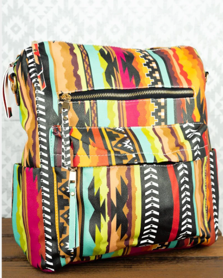 Desert Dusk Faux Leather Backpack Tote