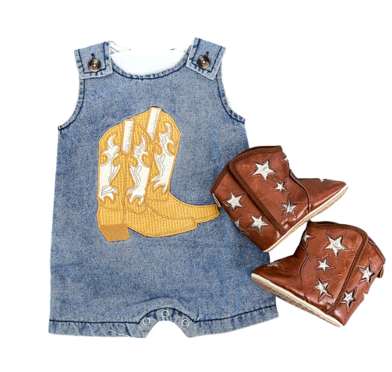 Cowboy Boots Denim Romper