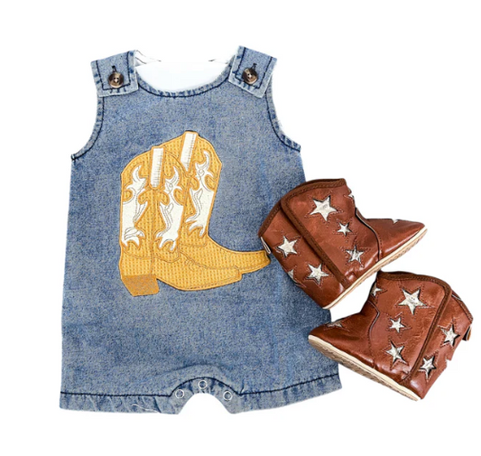 Cowboy Boots Denim Romper