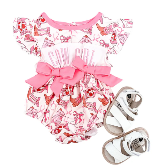 Cow Girl Embroidered Romper