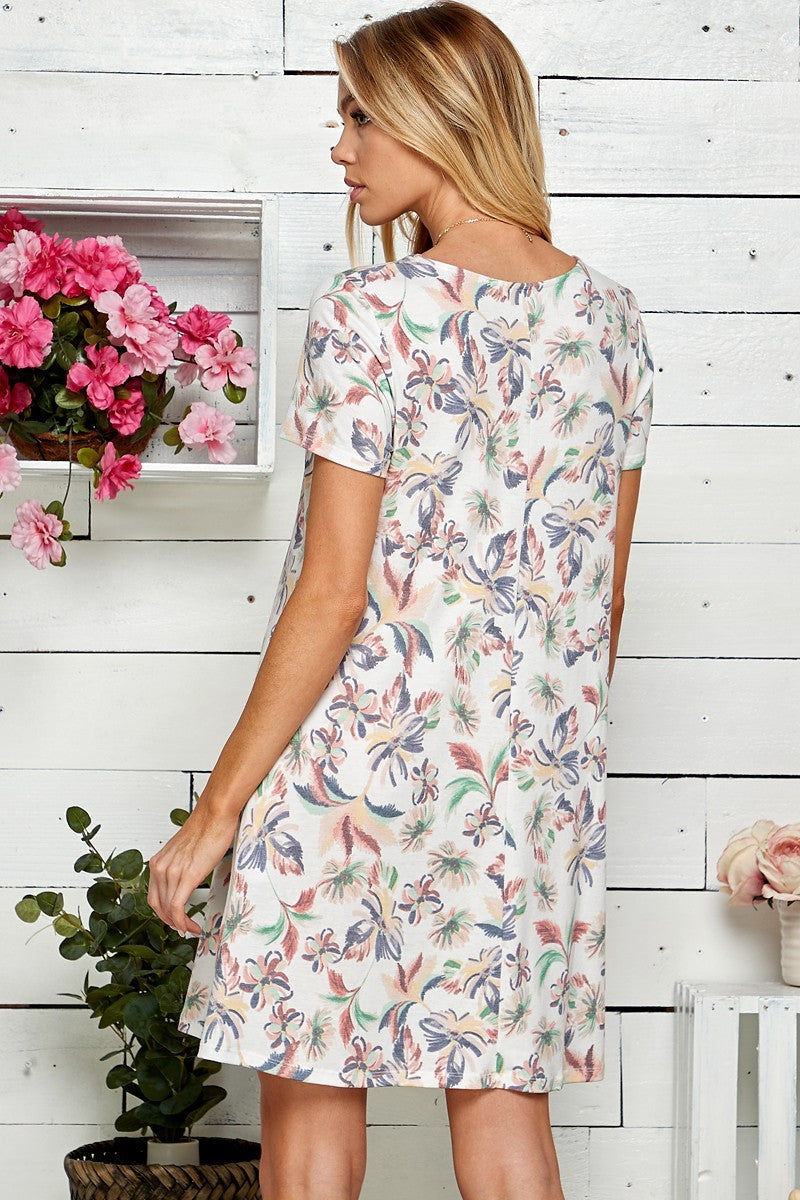Floral T-Shirt Dress With Pockets