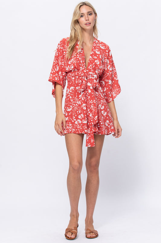 Kimono Sleeve Print Dress