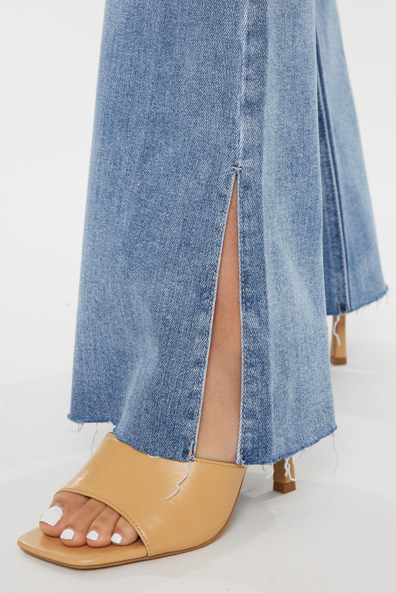 Kan Can- Selena Mid Rise Double Waist Band Flare