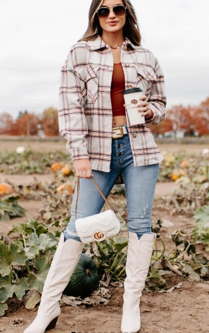 Fall Vibes Plaid Print Shacket