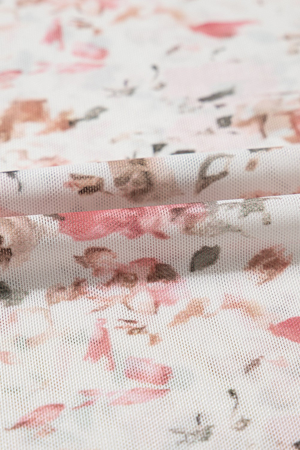 Floral Long Sleeve High Neck Sheath Mesh Top