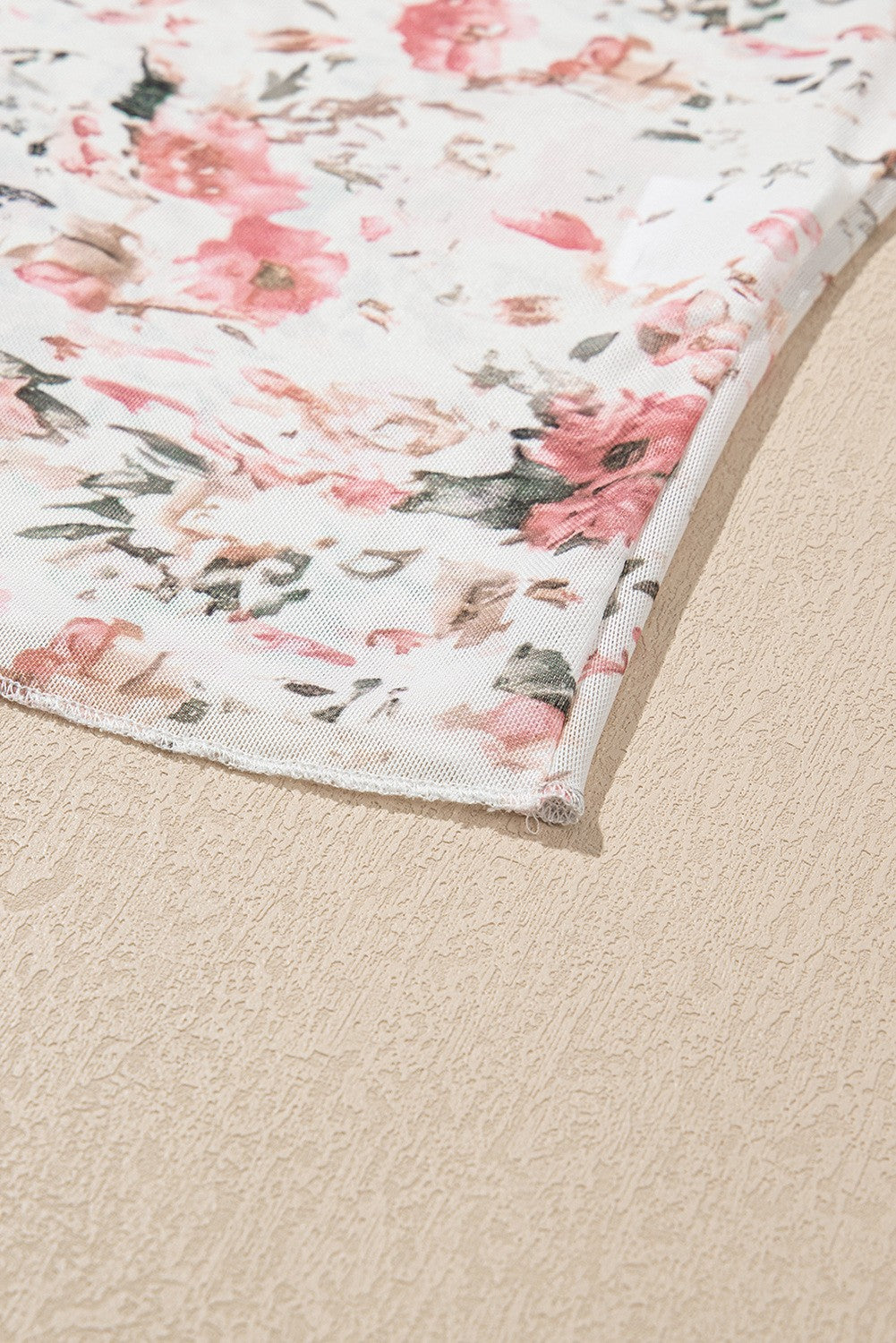 Floral Long Sleeve High Neck Sheath Mesh Top