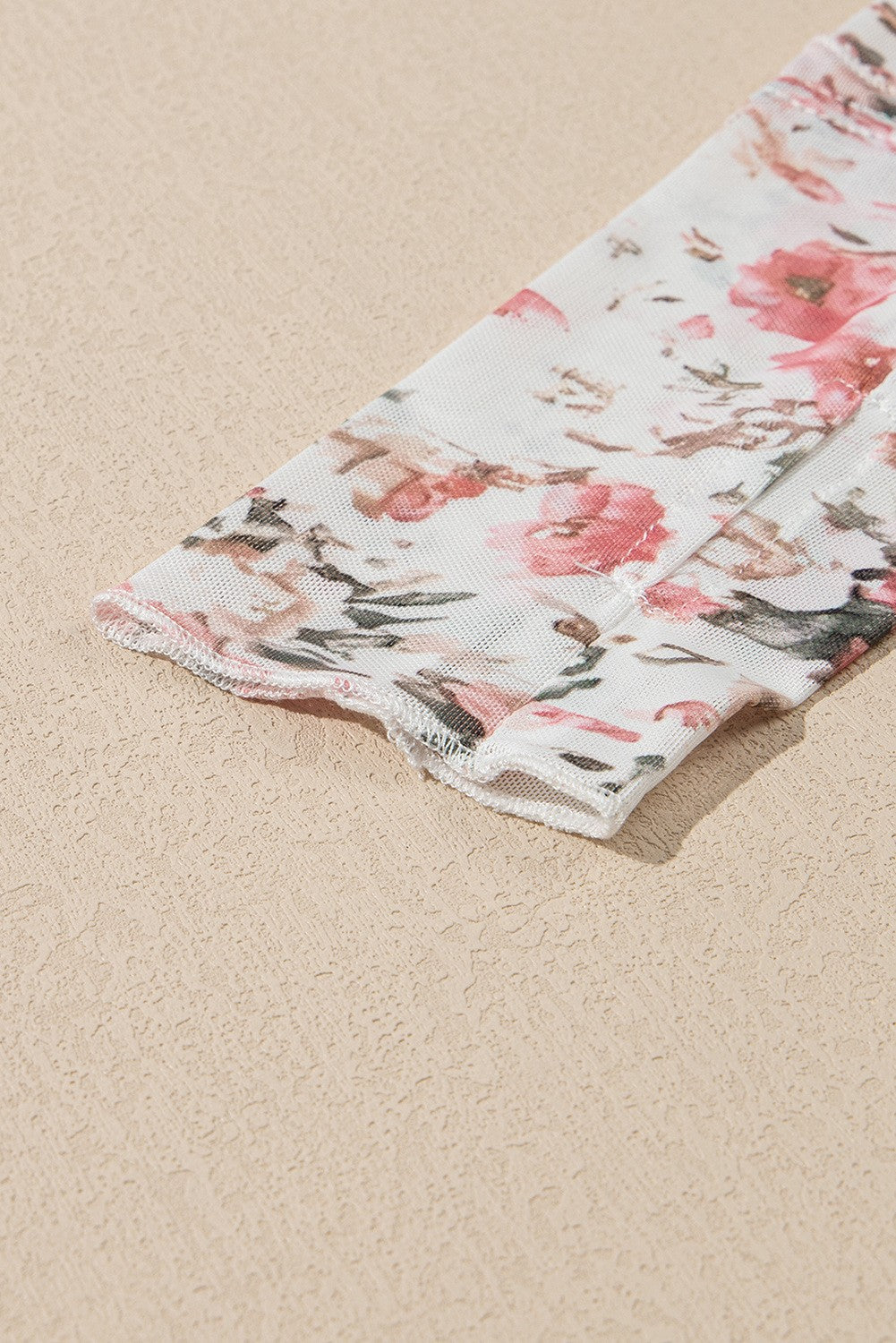 Floral Long Sleeve High Neck Sheath Mesh Top