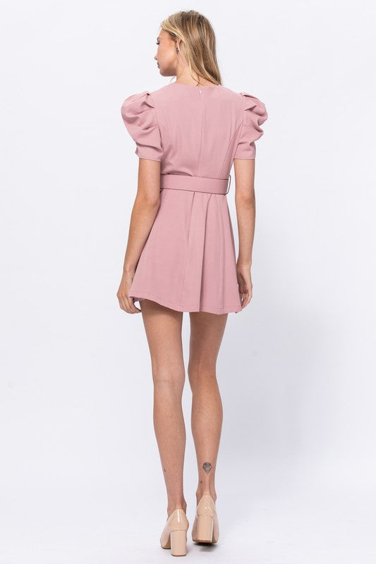 Puff Sleeve Short Dress