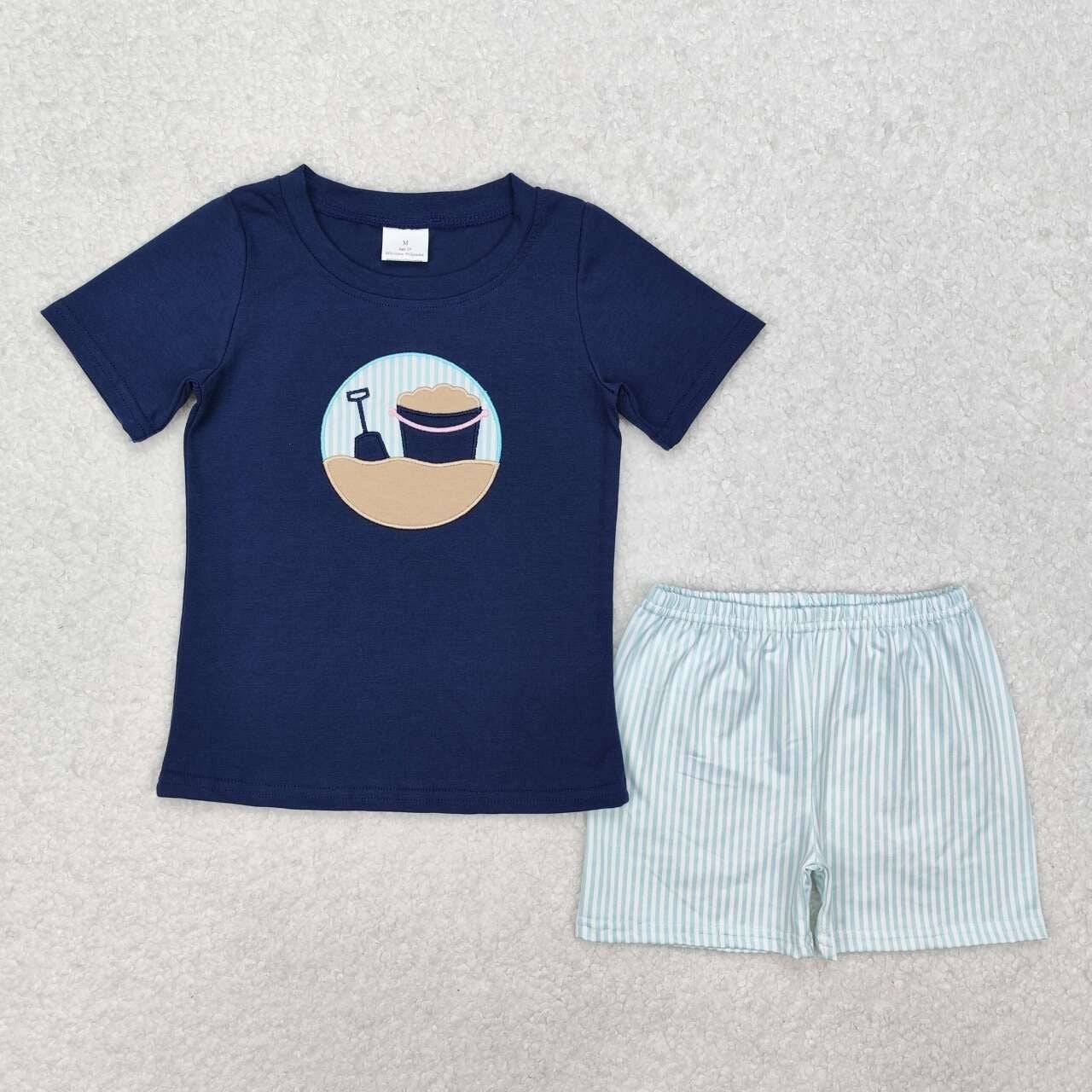 Boys' Beach Summer Set: Sand Embroidery Outfit