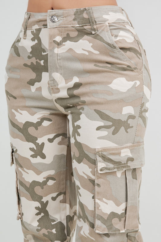 Camo Cargo Pants- Wide Leg