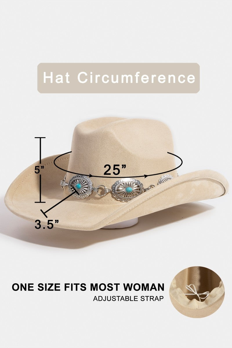 Turquoise Stud Concho Belt Western Cowboy Hat