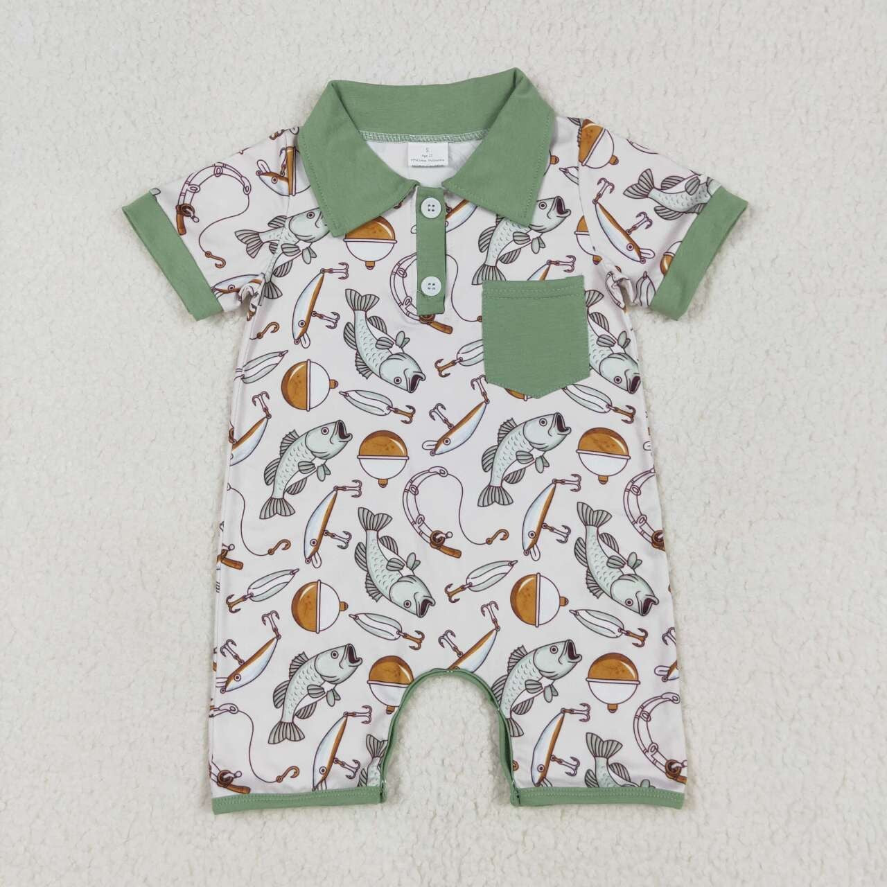 Baby Boys' Romper: Short Sleeves with Fishing Pocket