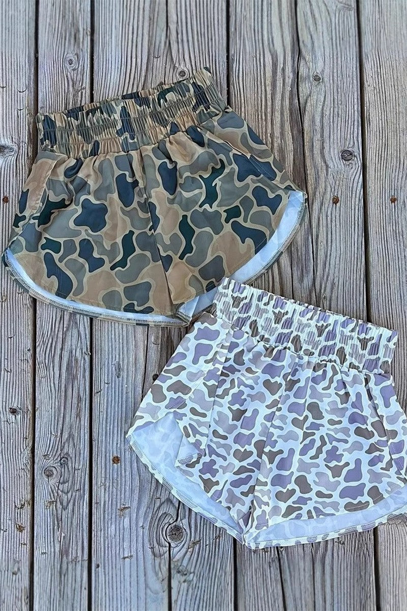 Camo Print Drawstring Shorts