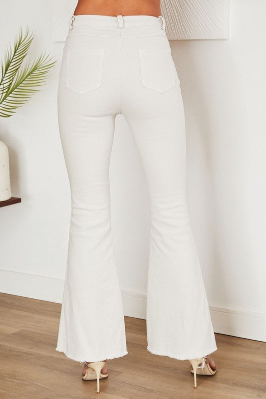 High Rise Flare Jean With Raw Hem Jeans