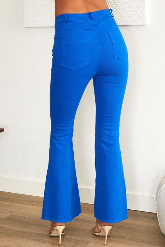 High Rise Flare Jean With Raw Hem Jeans