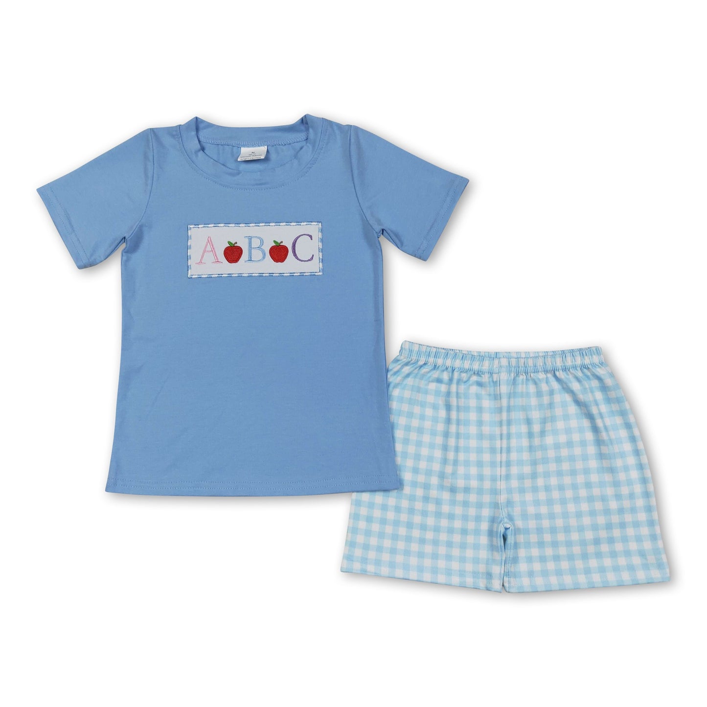 Boys' School Set with ABC Apple Embroidery Design