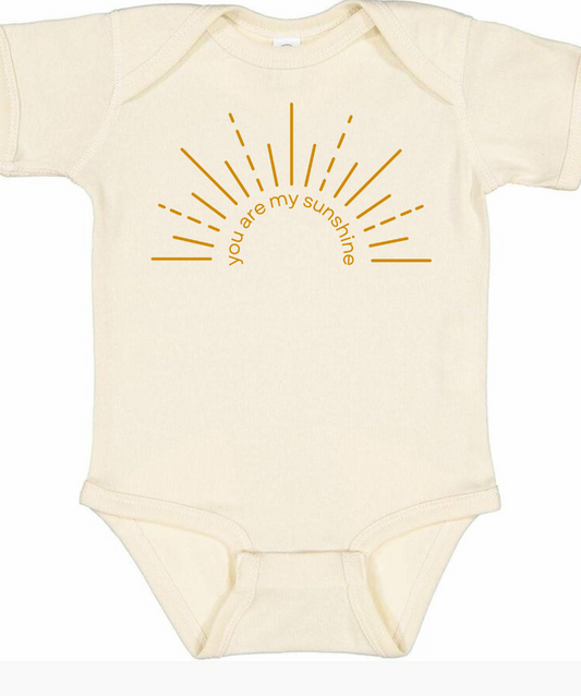 Sunshine infant shirt with "You Are My Sunshine" design.