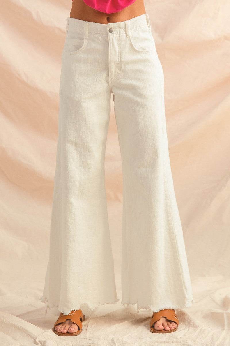 Wide Flare Bottom Denim Pants