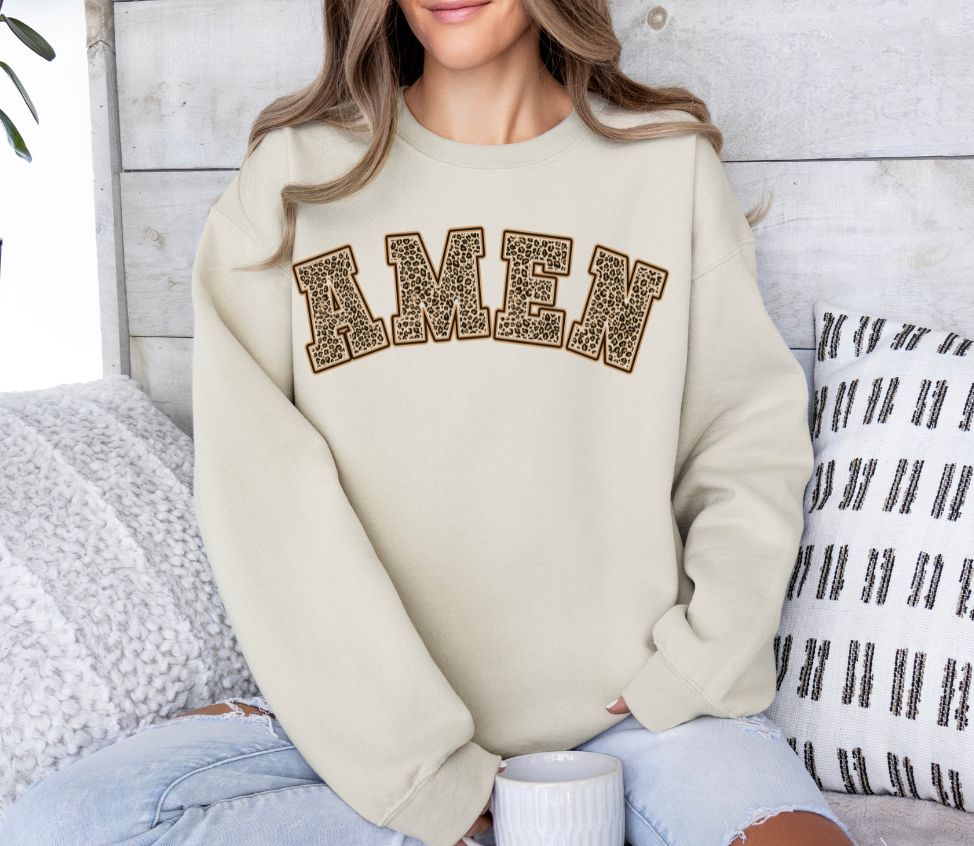 Leopard print Amen shirt, stylish and fierce statement piece.