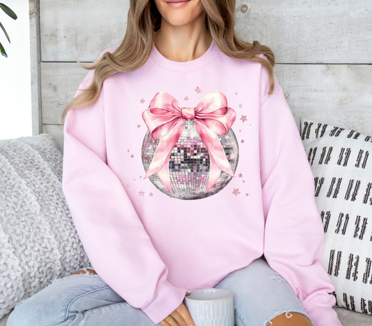 Disco Ball With Pink Bow