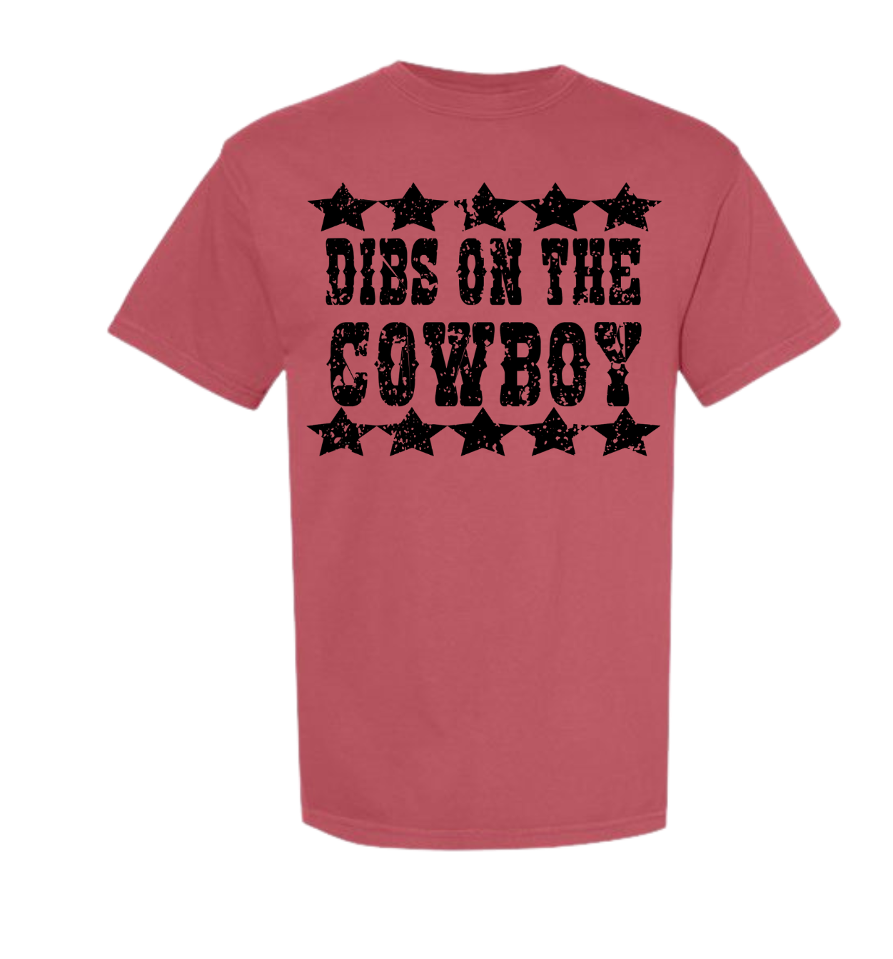 Dibs On The Cowboy comfort color t-shirt with star design.