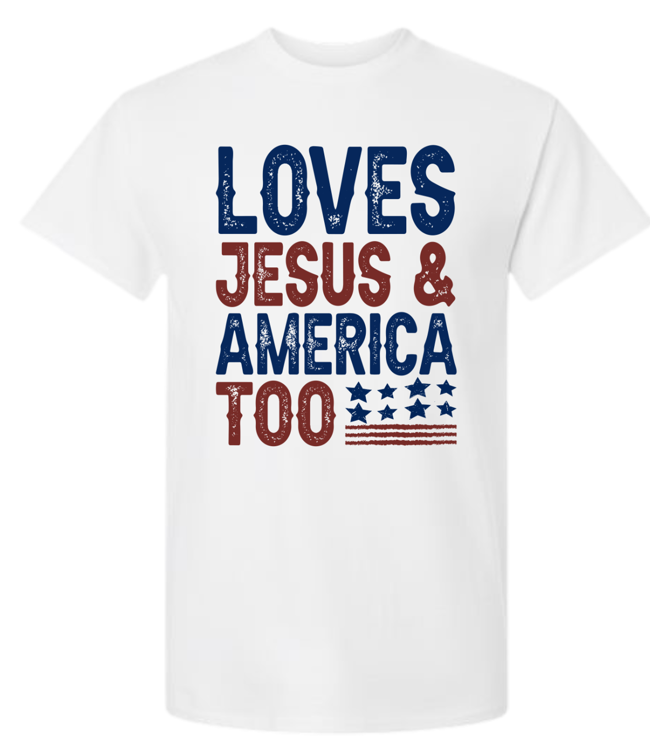 Graphic T- Loves Jesus And America Too (Stars and Stripes)