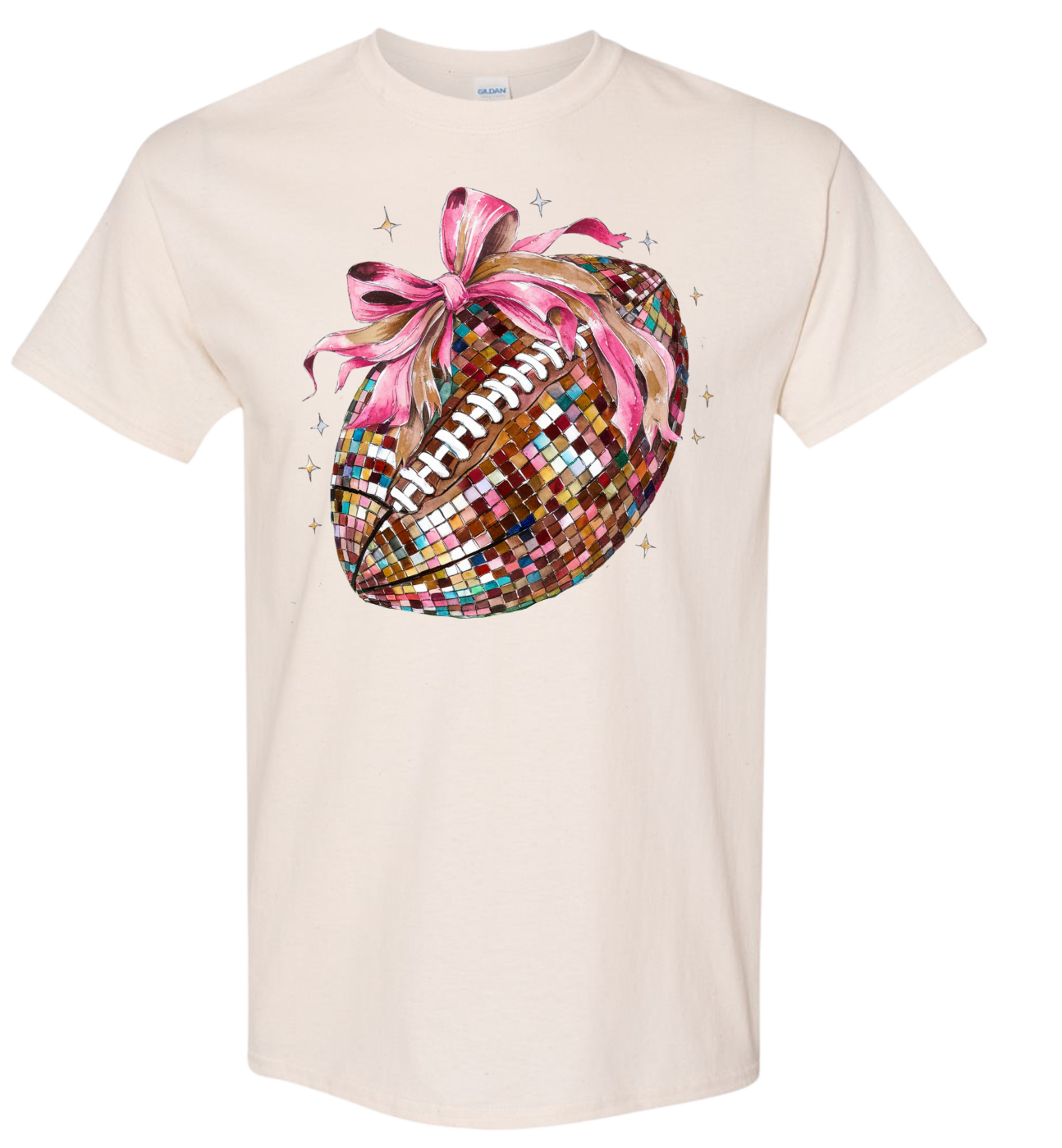 Football Disco Ball With Pink Bow