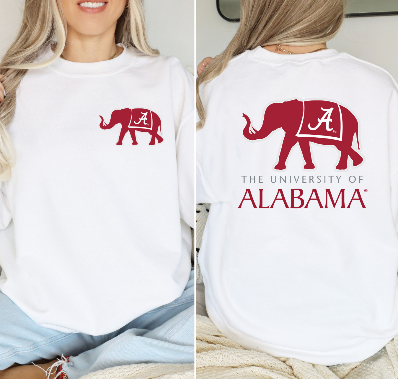 University of Alabama elephant T-shirt with Crimson Tide design.