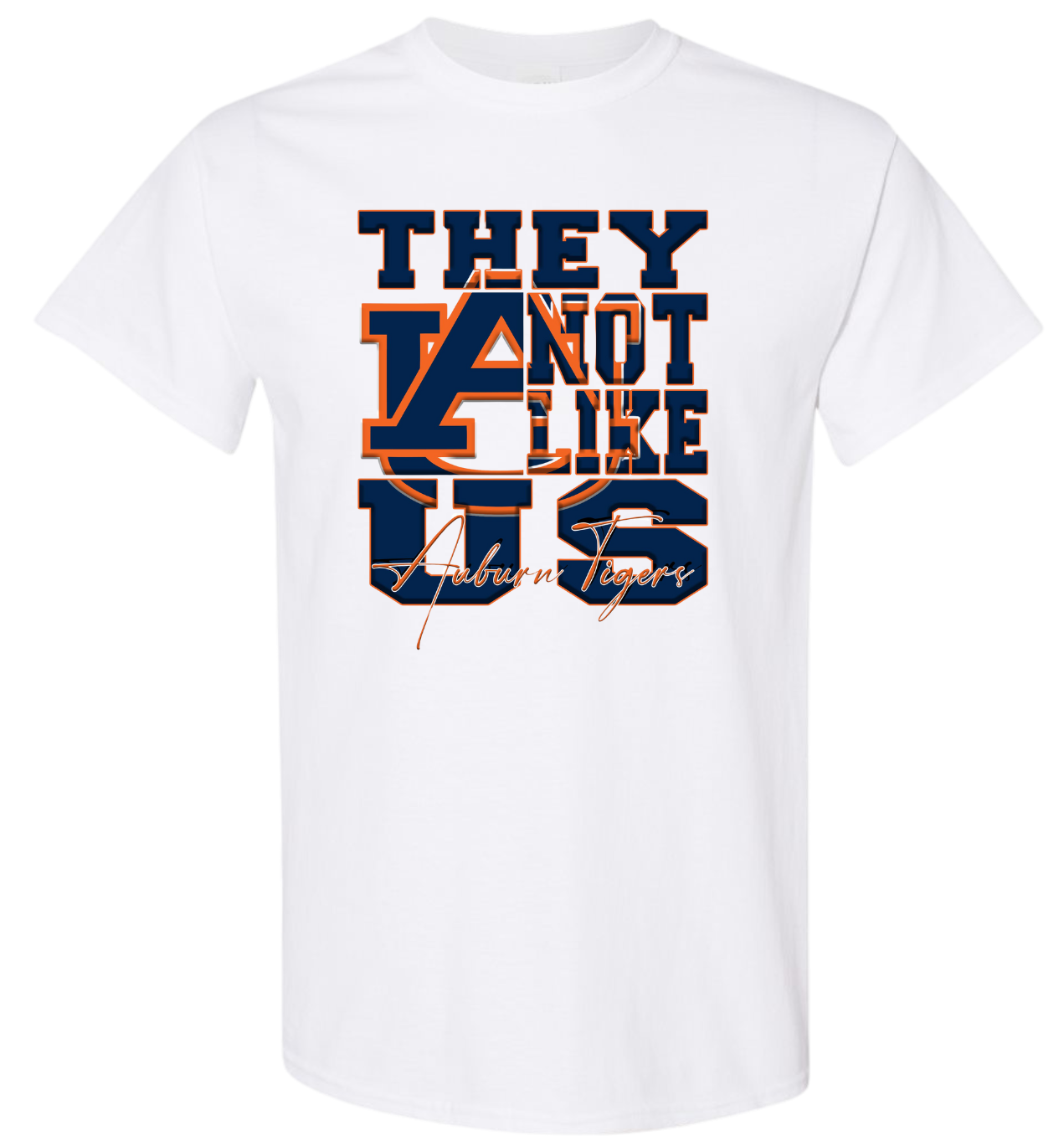 They Not Like Us Auburn T-shirt featuring War Eagle symbol and Kendrick Lamar nod.