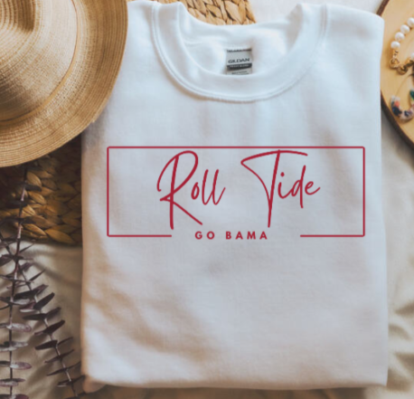 Roll Tide Go Bama shirt with a red design.