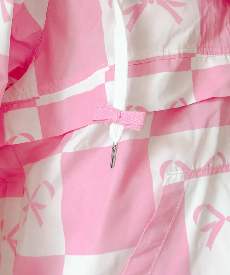 Coquette Checker Ribbon Print Windbreaker