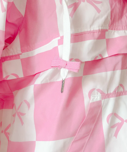 Coquette Checker Ribbon Print Windbreaker