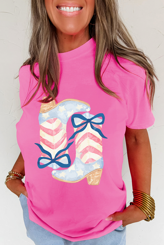 Flag Boot and Bows Graphic T-shirt