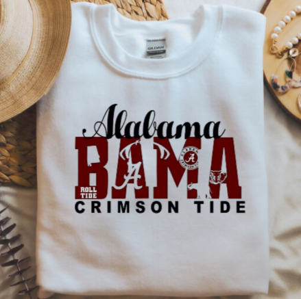 Alabama Crimson Tide football shirt with logo design.