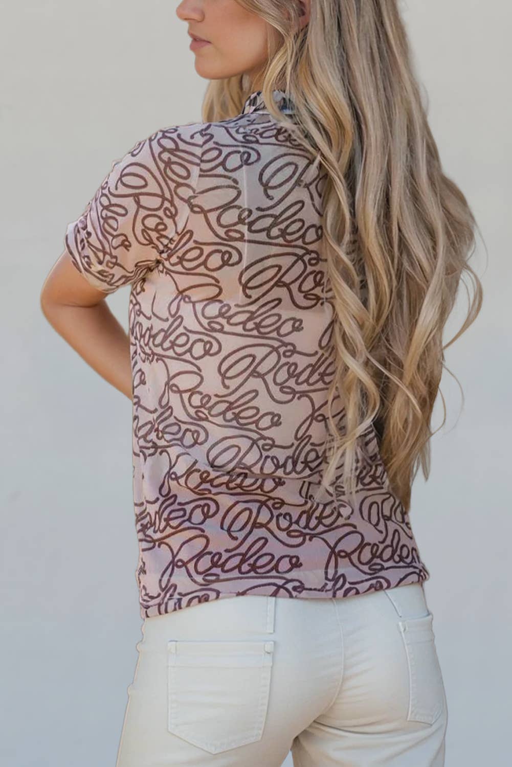 Western Rodeo Print Slim Fit Mesh Shirt