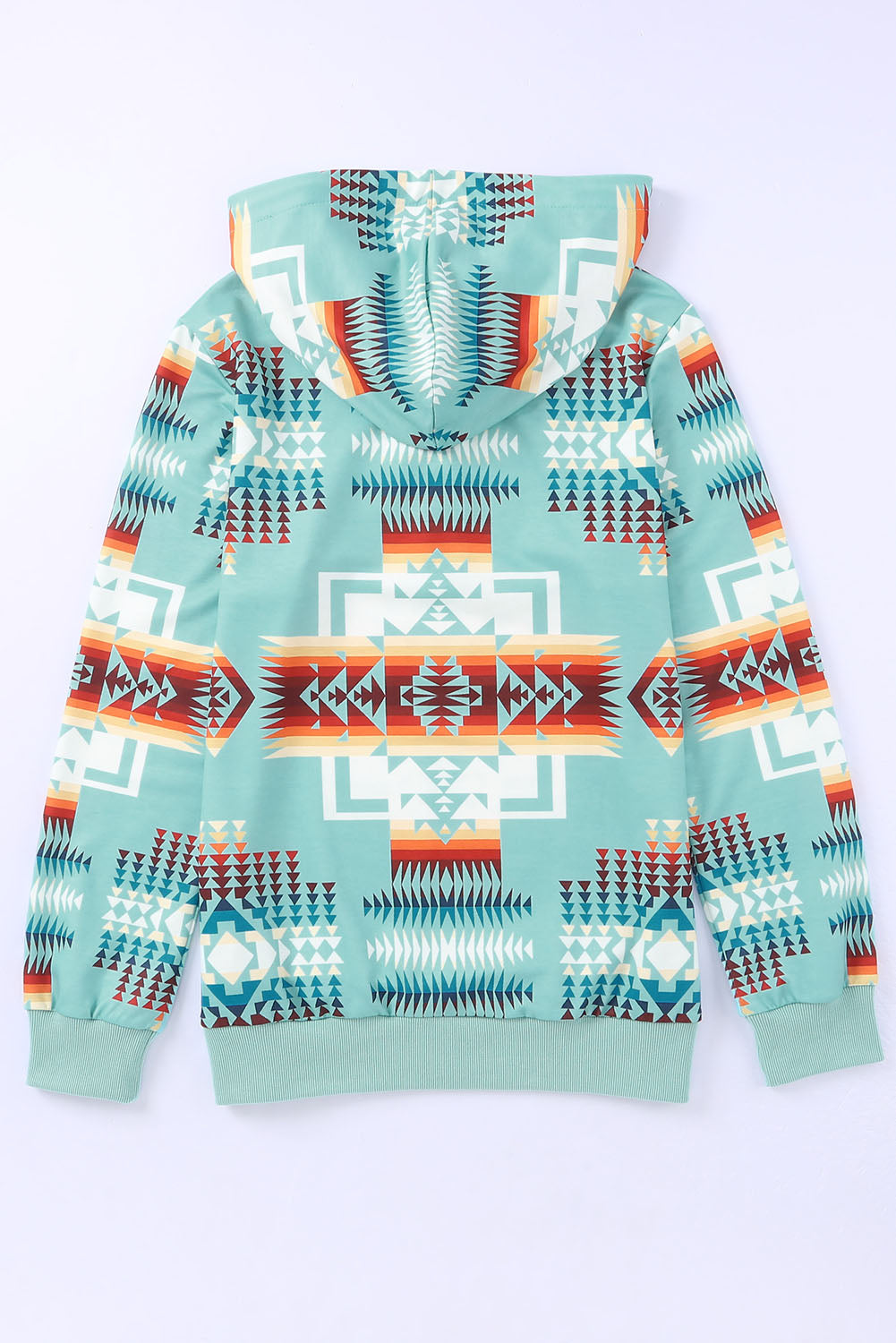 Aztec Drawstring Zipper Hoodie