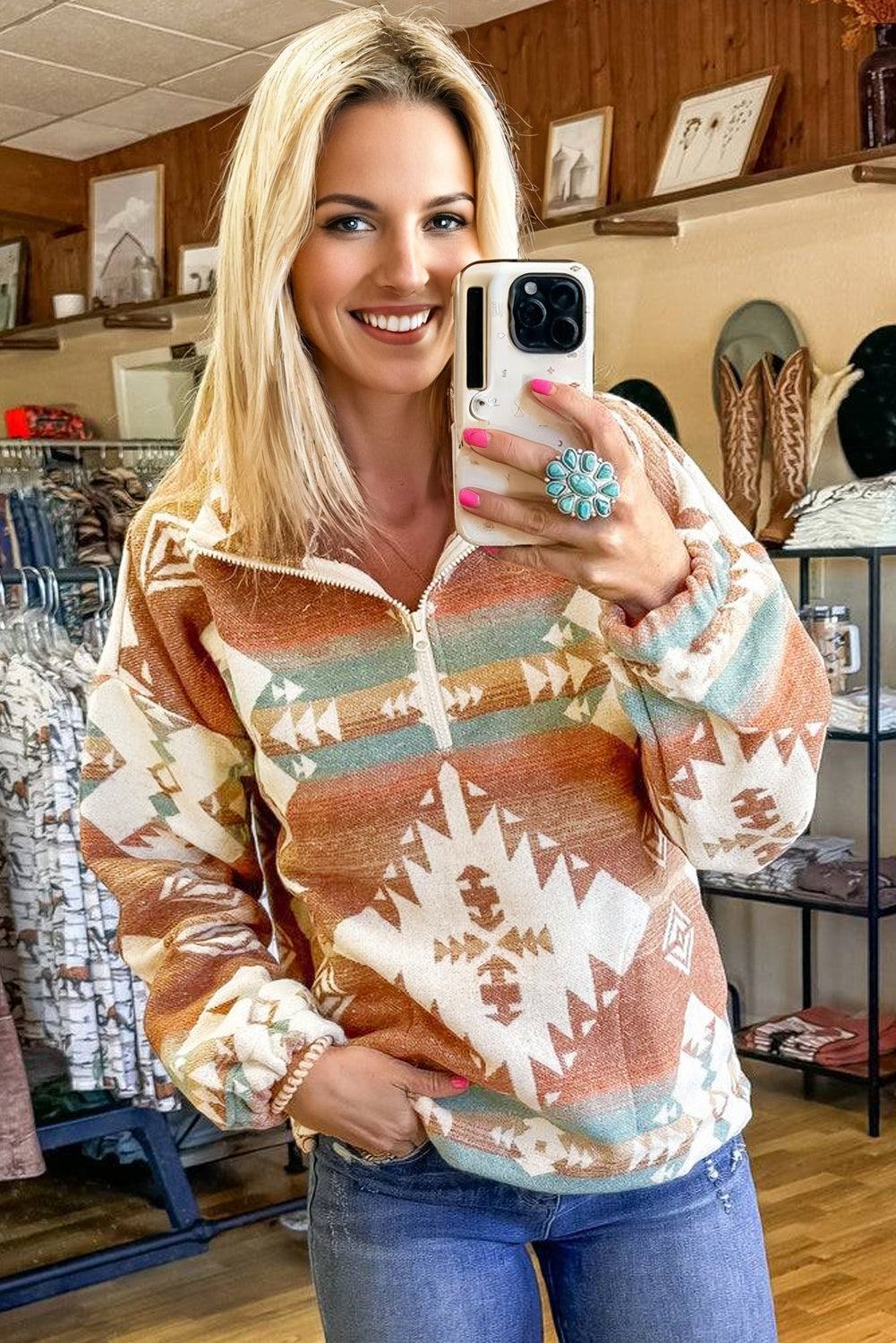 Quarter Zip Aztec Pullover