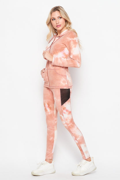Tie Dye Active Jacket / Leggings Set w/ Pocket