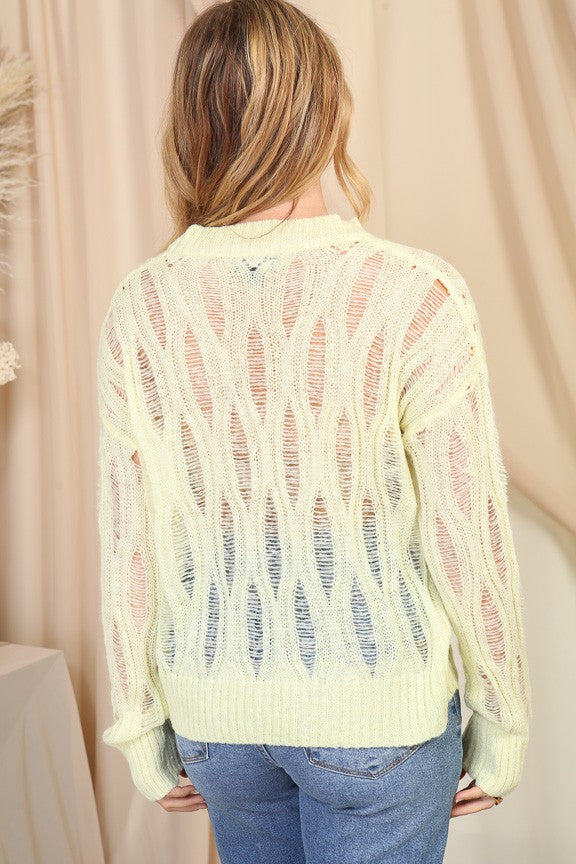 Distressed V-neck Sweater