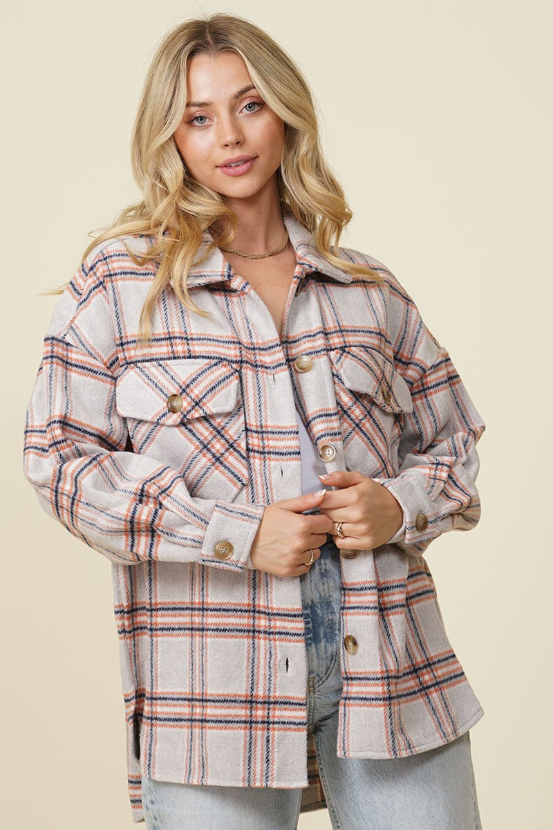 Fall Vibes Plaid Print Shacket