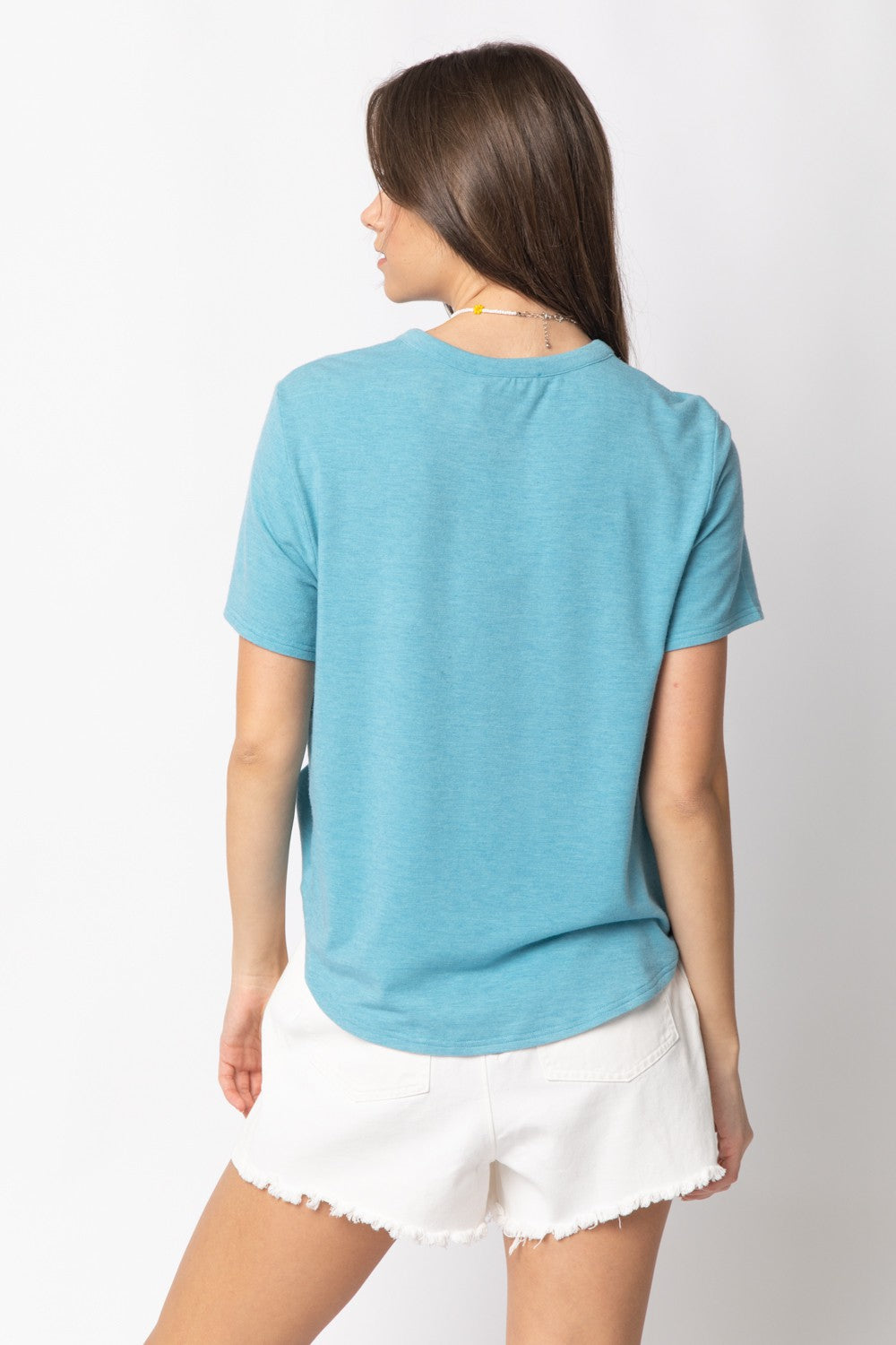 Short Sleeve Twisted Hem Knit Top