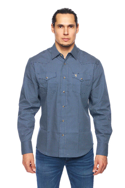 Rodeo Clothing Men's Print Long Sleeve Snap Shirt